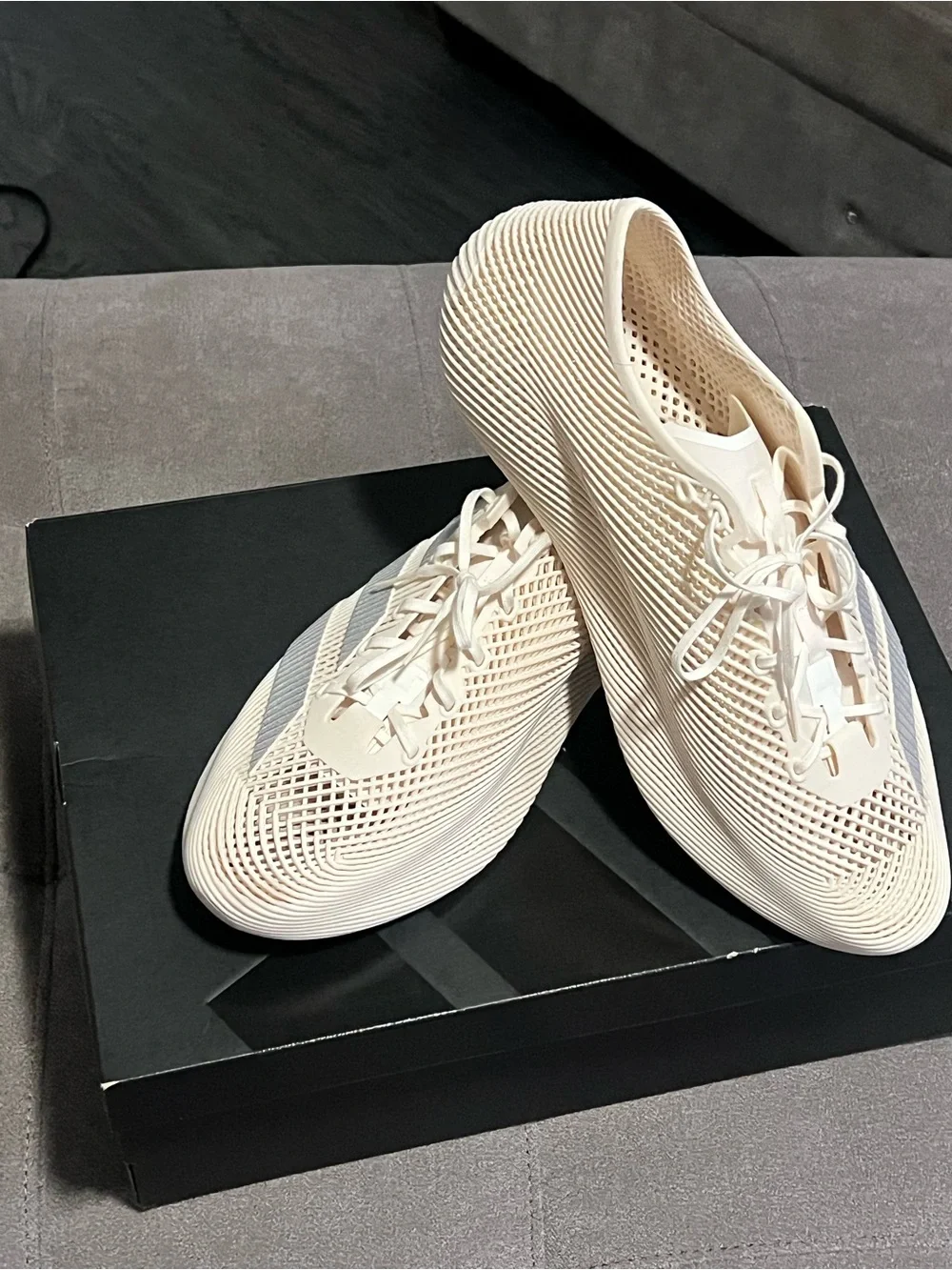 adidas Men’s Climacool Laced Sneakers in Cream with Light Gray Stripes